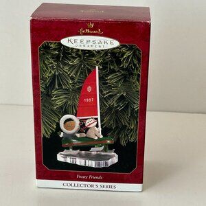 Hallmark Frosty Friends 1997 Christmas Ornament Eskimo Sailboat Husky Dog VTG